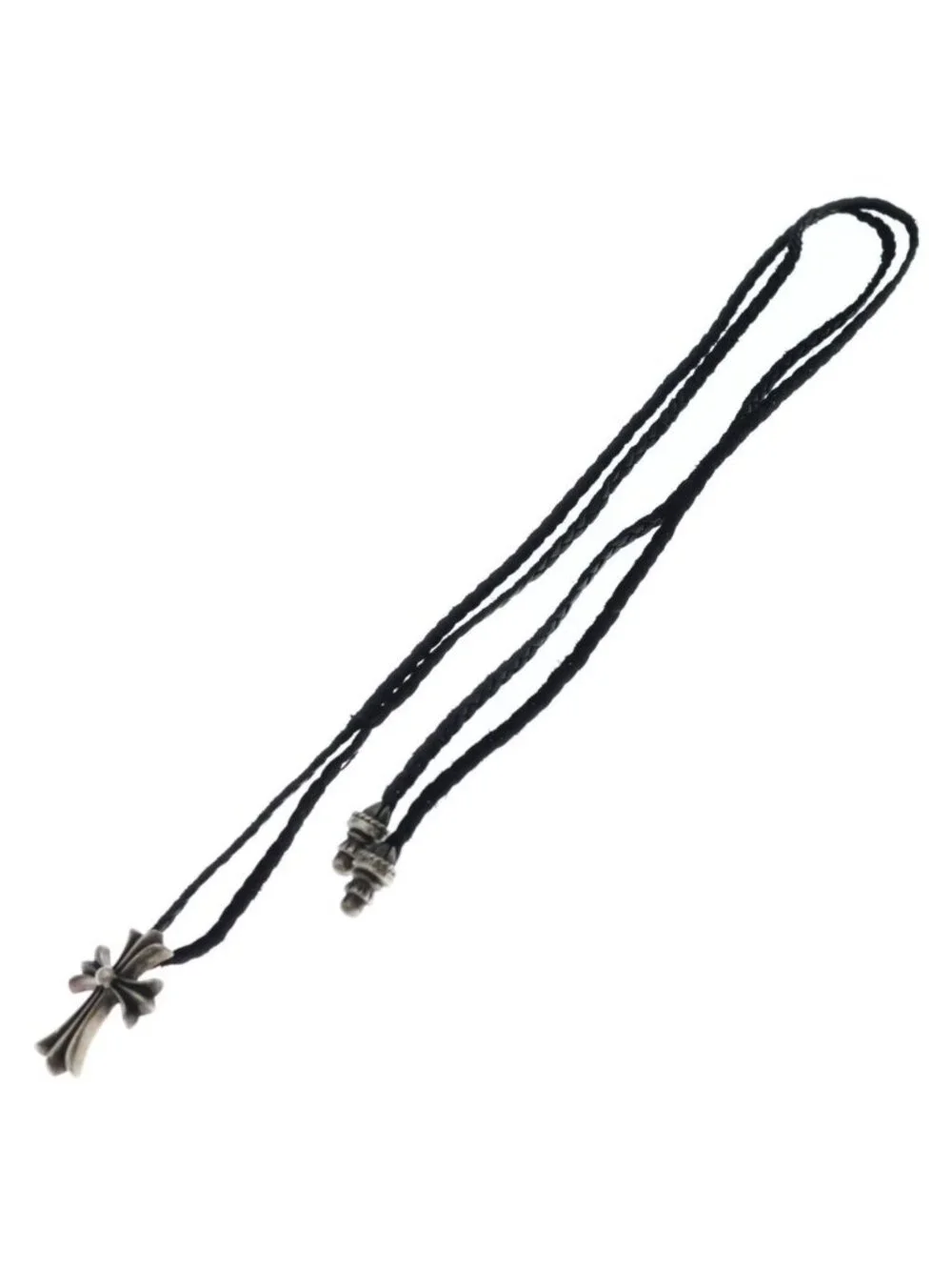 Chrome Hearts CH Crs Sml Small CH Cross BC Boro Chip Braid Necklace Silver